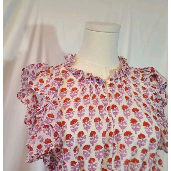 Tuckernuck Oliphant Womens Pink Floral Flirty Ruffle Hem Dress Small - Picture 5 of 11